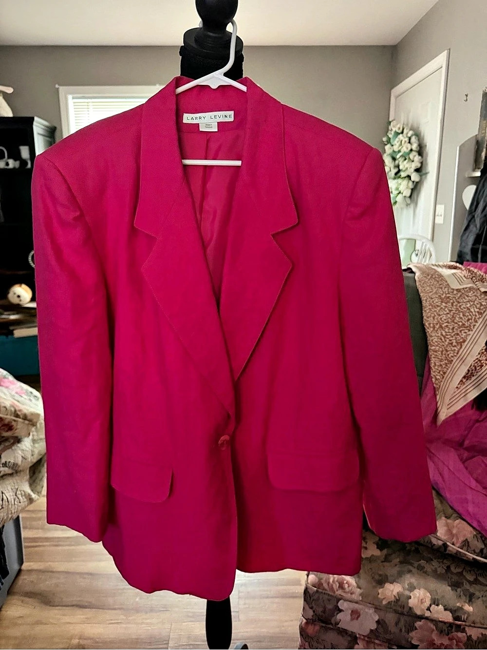 Larry Levine Pink Linen Blazer Size 14 Like New